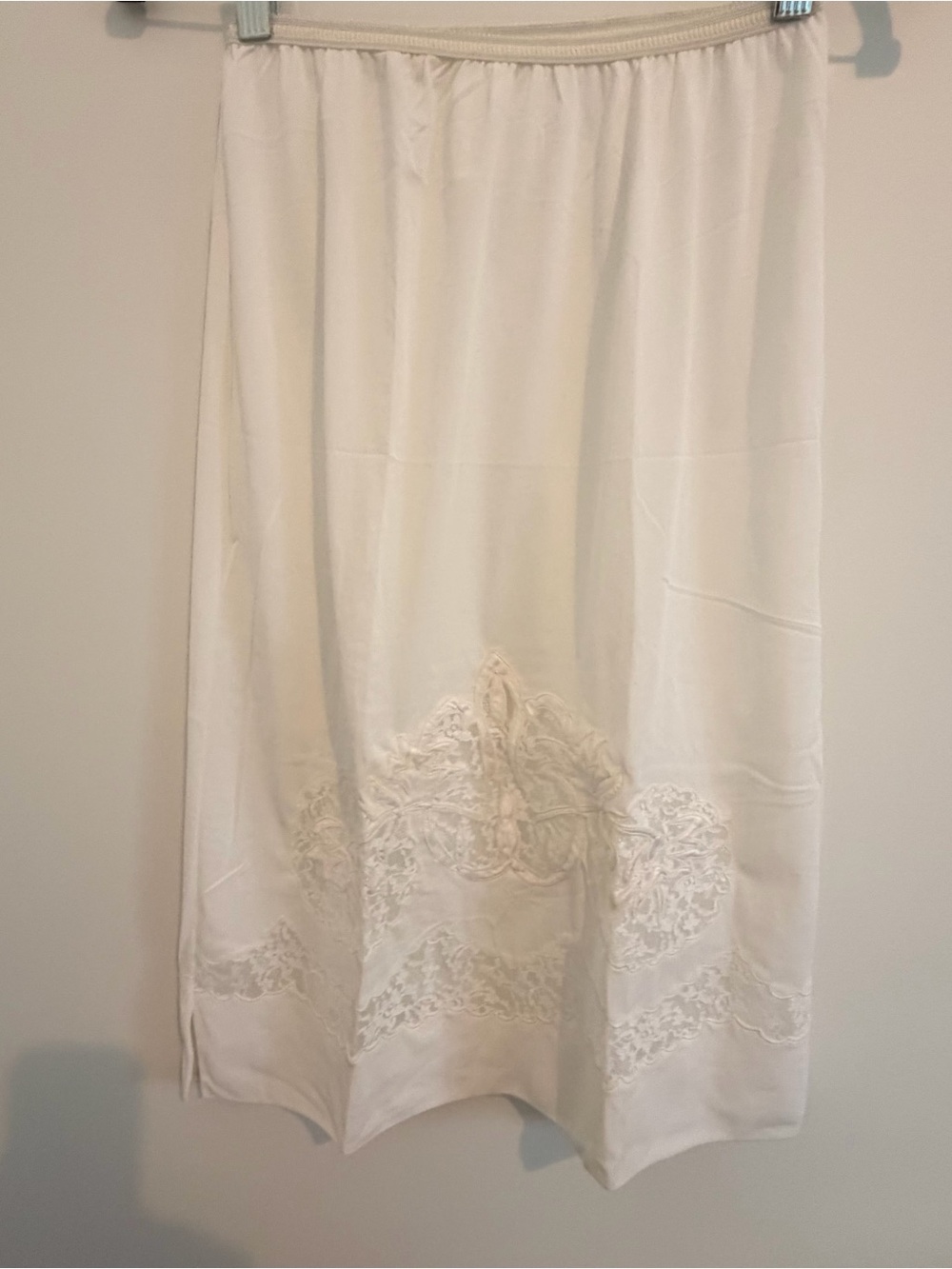 Vintage 80s Made in USA White Lace Half Slip Skirt Cottagecore Coquette Large